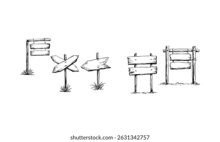 direction sign handdrawn engraving doodle collection