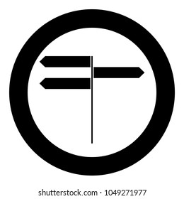 Direction sign  icon black color in circle
