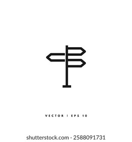 Direction Sign Icon. Editable Stroke