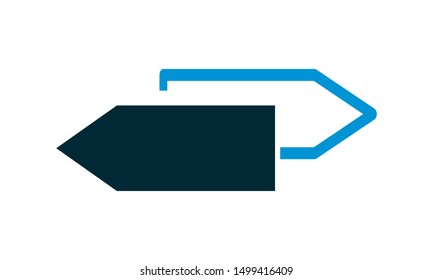 Direction sign icon flat style vector graphical symbol.