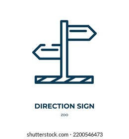 Direction sign icon. Linear vector illustration from zoo collection. Outline direction sign icon vector. Thin line symbol for use on web and mobile apps, logo, print media.