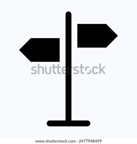 Direction Sign Icon, Sign Post, Isolated Silhouette Vector Icon.
