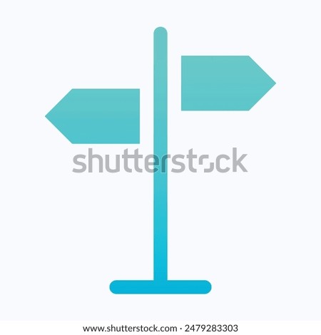 Direction Sign Icon, Sign Post, Isolated Gradient Vector Icon.