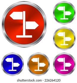direction sign  icon - vector glossy colourful buttons
