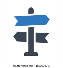 Icono de signo de dirección. Vector y glifo
