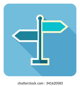 Direction sign icon. Vector illustration. Flat design.