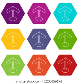Direction sign icons 9 set coloful isolated on white for web