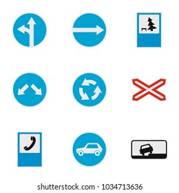 Direction sign icons set. flat set of 9 direction sign vector icons for web isolated on white background