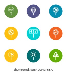 Direction sign icons set. Flat set of 9 direction sign vector icons for web isolated on white background