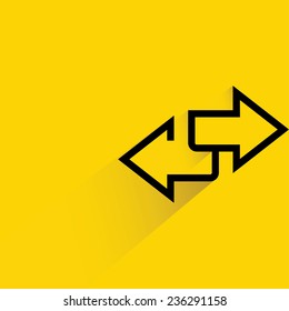 direction sign, inverse arrows on yellow background, flat and shadow theme