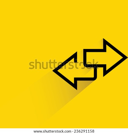 direction sign, inverse arrows on yellow background, flat and shadow theme