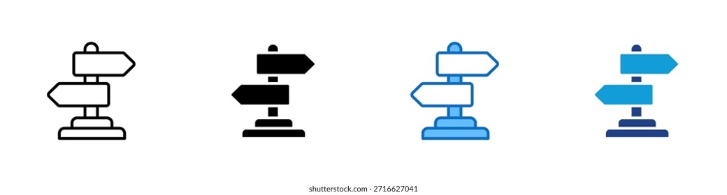 Vector de diseño de íconos de estilo múltiple - Señal con flechas que apuntan en múltiples direcciones que representan la guía o la encrucijada