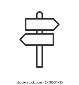 Icono de contorno de signo de dirección. Ilustración vectorial.