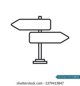 Direction Sign, Road Sign Icon Vector Template