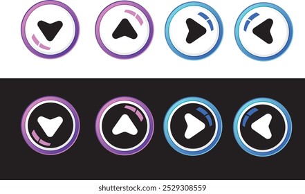 Direction sign. Set of circular buttons with directional symbols. Up, down, right and left arrow icon, Design for apps. Editable vector