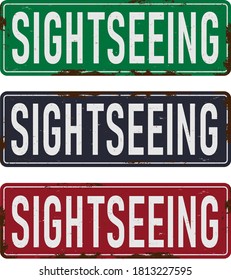 Direction sign SIGHTSEEING set on a white background