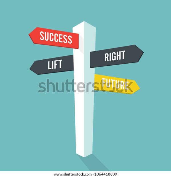 Direction sign with text  future success\
left and right. Vector\
illustration
