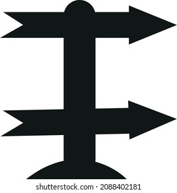 Direction sign, traffic indications for orientation for destinantion black vector eps 10