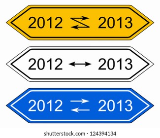 Direction sign turn of the year