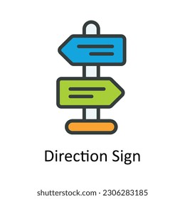 Direction Sign vector    Fill outline Icon Design illustration. Location and Map Symbol on White background EPS 10 File