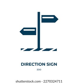 direction sign vector icon. direction sign, direction, arrow filled icons from flat zoo concept. Isolated black glyph icon, vector illustration symbol element for web design and mobile apps