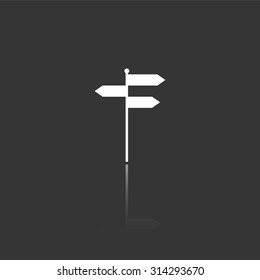 direction sign vector icon with mirror reflection