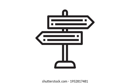 Icono de vector de signo de dirección en fondo blanco