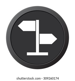 direction sign - vector icon on a grey button