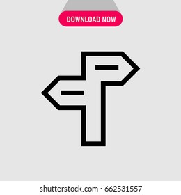 Direction sign vector icon, Right and left directions on one column symbol. Simple, modern flat vector illustration for mobile app, website or desktop app  