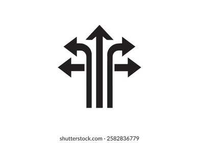 direction sign vector silhouette isolated in white background