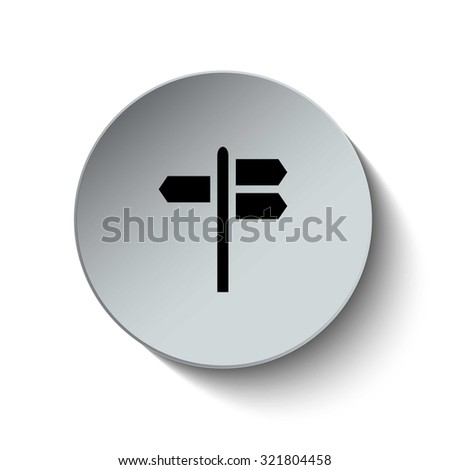 Direction sign. Way icon. Rounded button. Vector Illustration. EPS10