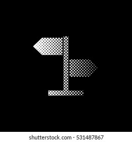 direction sign - white vector icon;  halftone illustration