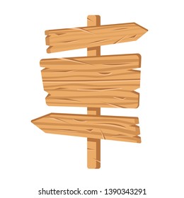 Direction sign. Wooden signpost. Vector illustration