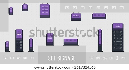 Direction signage mount in shop with empty board screen panel signage mockup green curve hanging directory indoor system for commercial mall department sign design and business identity

