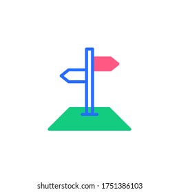 Direction signpost flat icon, road traffic vector sign, colorful pictogram isolated on white. Symbol, logo illustration. Flat style design