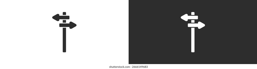 Icono de señal de dirección. Flechas izquierda y derecha. Icono de la señal en diseño de Vector. Pictograma de guía