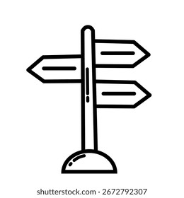 Direction signpost with multiple blank arrows, ideal for concepts like choice, decisions, and guidance in business or travel. Minimalist sign icon line art outline illustration.