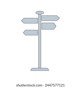 Direction, Signpost, Signboard. Side of a road. Arrow Compass Maps. Street sign. Crossroad, decision, dilemma. Trip paths. Mental Health Quizzes. Vector illustration. Eps file 207.