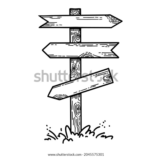 Direction Signpost Wooden Timber Vector Illustration Stock Vector ...