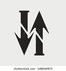 Direction signs up and down for maps and other geographic destinations. Directions up and down Vector Icon. Direction signs Vector Illustration