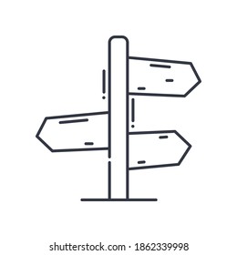 Direction signs icon, linear isolated illustration, thin line vector, web design sign, outline concept symbol with editable stroke on white background.