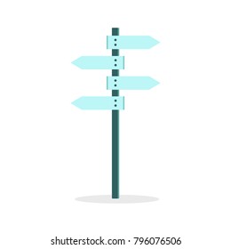 Direction signs icon white isolated on blue background. Vector illustration. Symbol