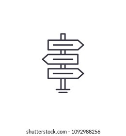 Direction signs linear icon concept. Direction signs line vector sign, symbol, illustration.