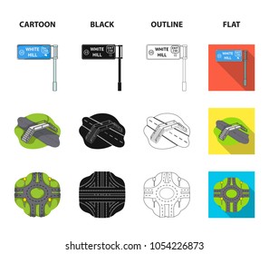 Direction signs and other web icon in cartoon,black,outline,flat style.Road junctions and signs icons in set collection.