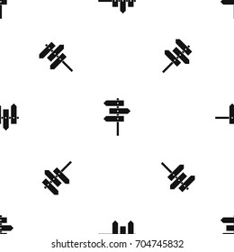 Direction signs pattern repeat seamless in black color for any design. Vector geometric illustration