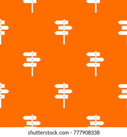 Direction signs pattern repeat seamless in orange color for any design. Vector geometric illustration