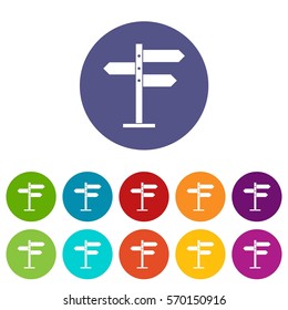 Direction signs set icons in different colors isolated on white background