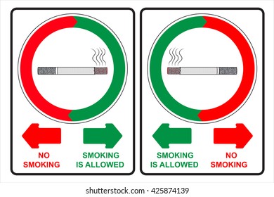 Direction for Smoking and non Smoking places. Vector, EPS. - Set 1
