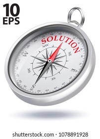 Direction to Solution Conceptual Compass. Realistic vector 3d illustration