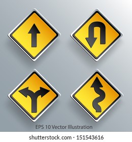 direction traffic sign 3d paper design eps 10 vector illustration